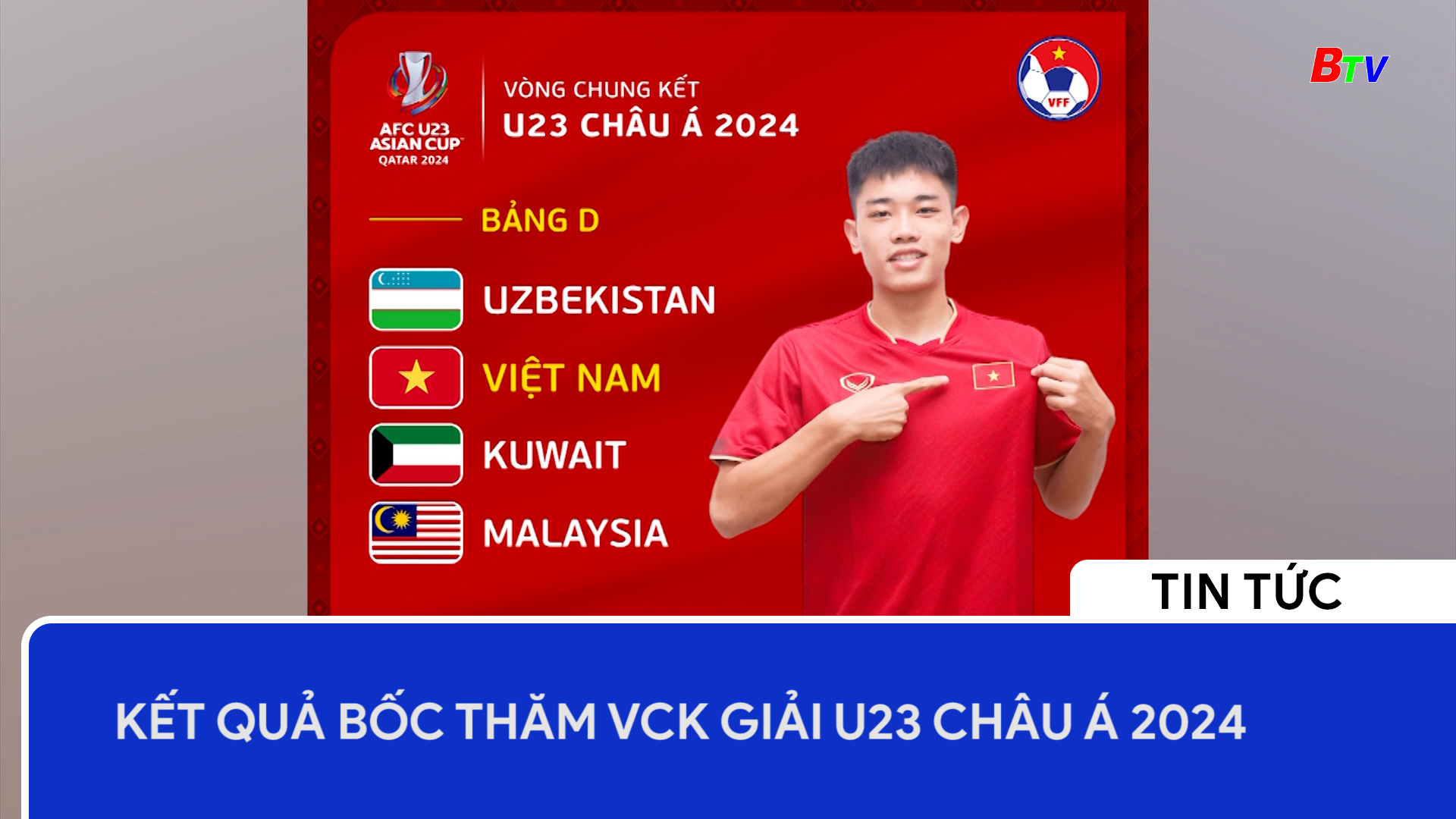 Kết quả bốc thăm VCK Giải U23 châu Á 2024